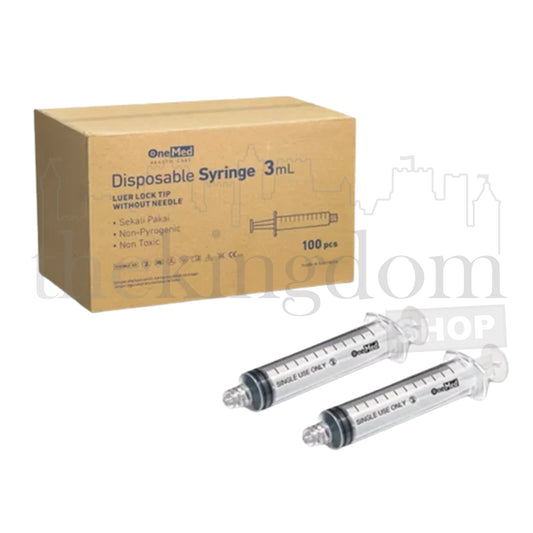 Onemed Disposable Syringe Luer Lock Tip without Needle 3ml 3cc /100