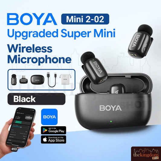 Boya Mini 2-02 Upgraded Super Mini Wireless Microphone Black
