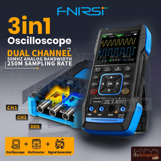 Fnirsi 2C53T Digital Oscilloscope 3in1 Multimeter Signal Generator 2 Channel