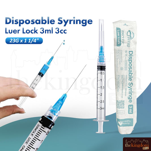 Foccus Disposable Syringe Luer Lock 3ml 3cc 23G x 1 1/4" /1