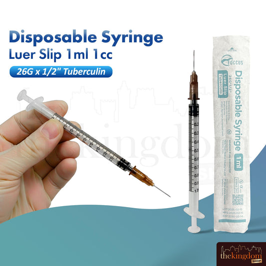 Foccus Disposable Syringe Luer Slip 1ml 1cc 26G x 1/2" Tuberculin /1