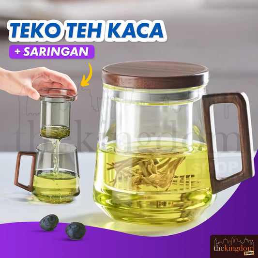 Gianxi GX525 Glass Cup with Wooden Handle and Filter 525ml Transparent