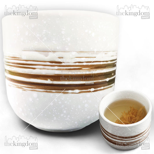 K-Locke KL2 Japanese Ceramic Tea Cup 200ml Brown Brush Snow