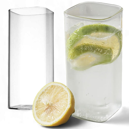 One Two Cups KT006 Borosilicate Square Glass Cup 370ml