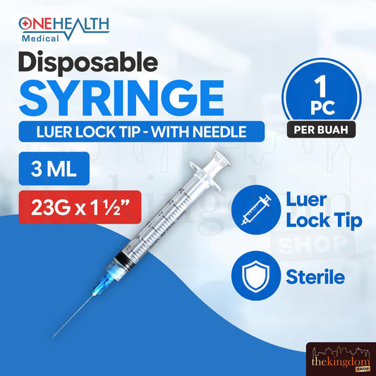 Onehealth Disposable Syringe Luer Lock Tip 3ml 3cc 23G /1