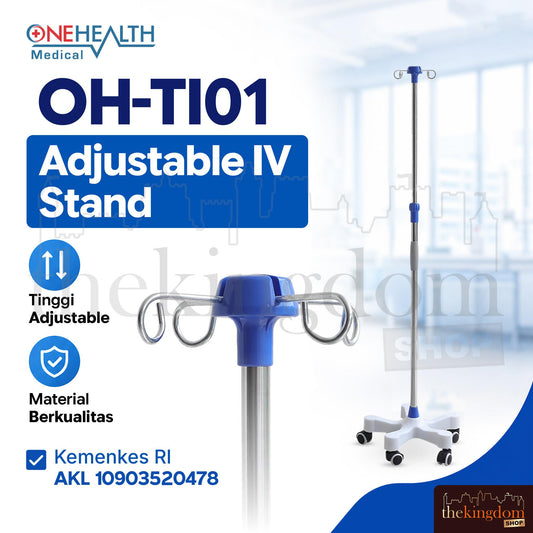 OneHealth OH-TI01 Tiang Infus Adjustable Stainless Steel IV Stand