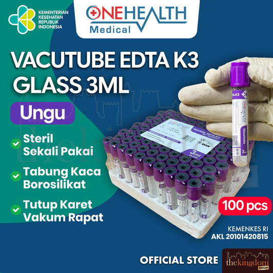 Onehealth Vacutube EDTA K3 Glass 3ml /100 UNGU