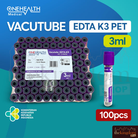 Onehealth Vacutube EDTA K3 PET 3ml /100 Ungu