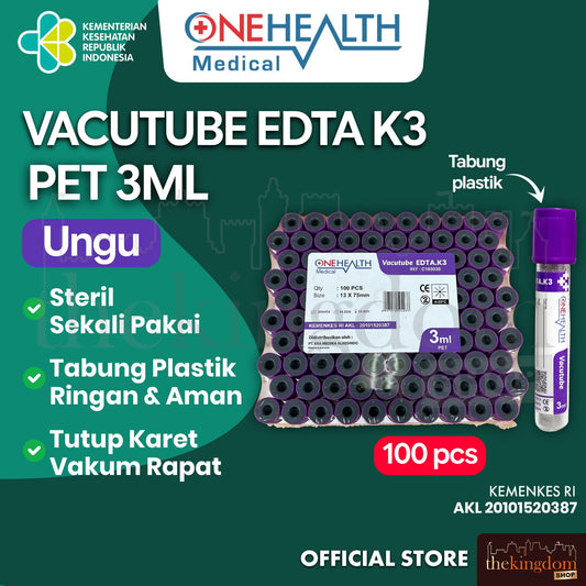 Onehealth Vacutube EDTA K3 PET 3ml /100 UNGU PET