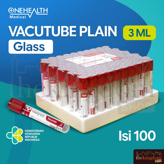 Onehealth Vacutube Plain Glass 3ml /100 MERAH