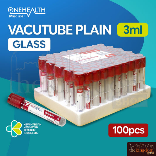 Onehealth Vacutube Plain Glass 3ml /100 Merah
