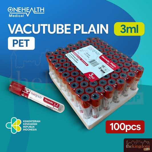 Onehealth Vacutube Plain PET 3ml /100 Merah
