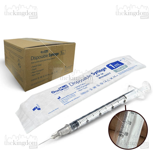 Onemed Disposable Syringe 1ml 1cc 27G Insulin 40U Slip Tip /100