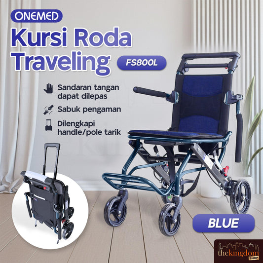 Onemed FS800L Kursi Roda Travelling with Pole Blue