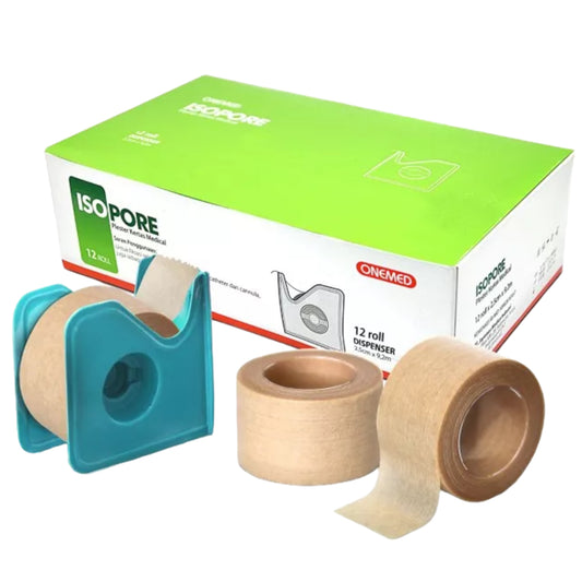 Onemed Isopore Brown 1" 2.5cmx9.2m Medical Paper Plaster + Dispenser /12