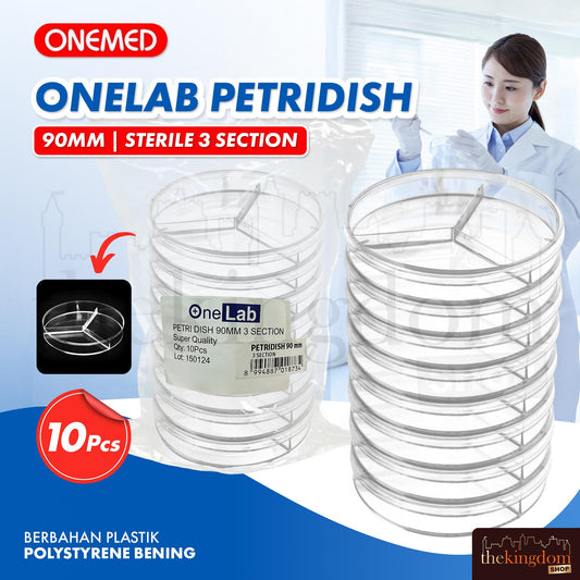 Onemed Onelab Petridish PS 90mm Sterile 3 Section /10
