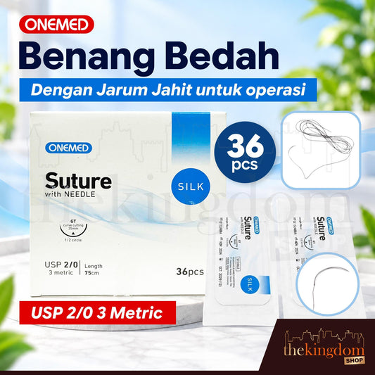 Onemed Suture Silk USP 2/0 3 Metric w/ Needle /36