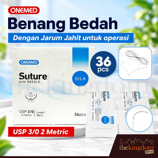 Onemed Suture Silk USP 3/0 2 Metric w/ Needle /36