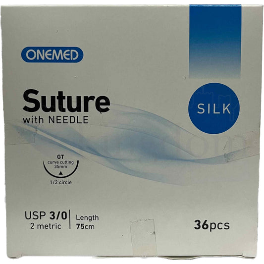 Onemed Suture Silk USP 3/0 2 Metric w/ Needle /36