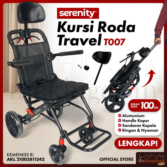 Serenity T007 Travel Wheelchair Headrest with Pole