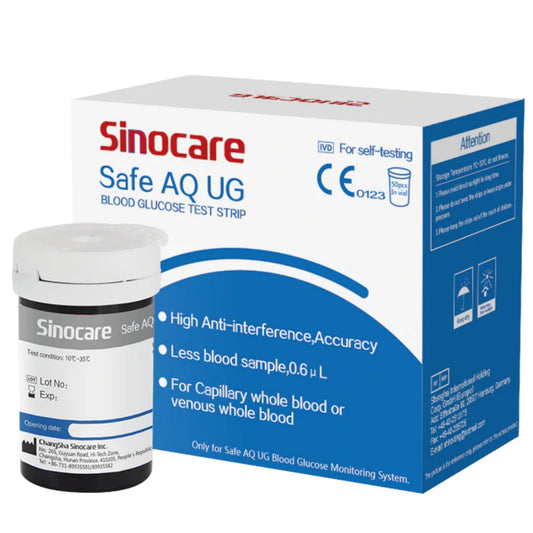 Sinocare Safe AQ UG Set (Tools + Sugar Strips /50 + Uric Acid Strips /50 + Lancet /50)