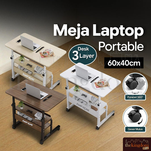 TaffHOME ND04 Meja Laptop Adjustable Portable Desk 3 Layer 60x40cm