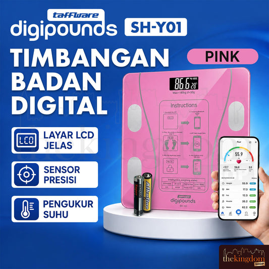 Taffware SH-Y01 Digipounds Digital Scale Bluetooth Pink