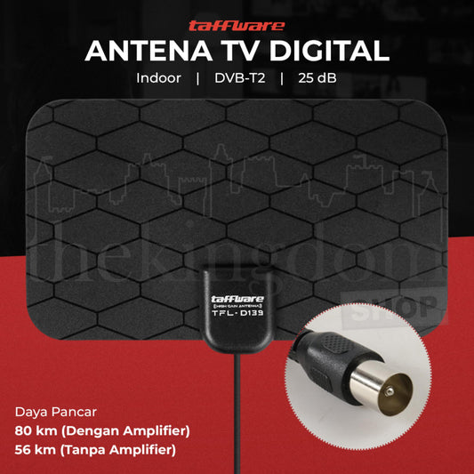 Taffware TFL-D139 Antena TV Digital DVB-T2 25dB Grid Pattern Black
