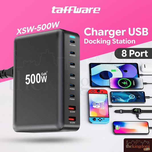 Taffware XSW-500W Charger USB Docking Station 8 Port Type C 500W