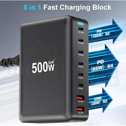 Taffware XSW-500W Charger USB Docking Station 8 Port Type C 500W