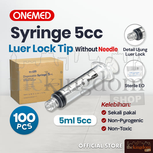 Onemed Disposable Syringe Luer Lock Tip without Needle 5ml 5cc /100