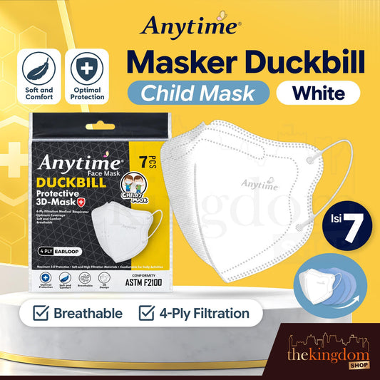 Anytime 4ply Duckbill Child Mask White /7