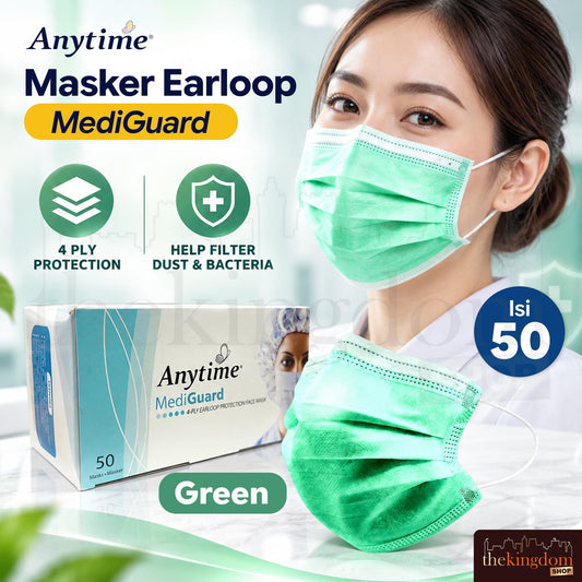 Anytime 4ply Earloop Mediguard Green /50