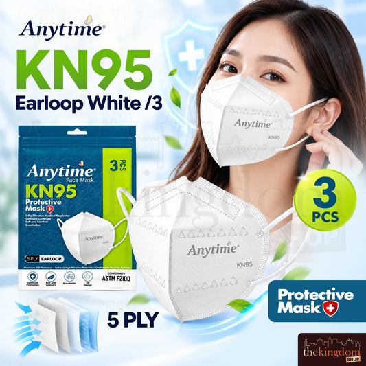 Anytime KN95 5ply Earloop White /3