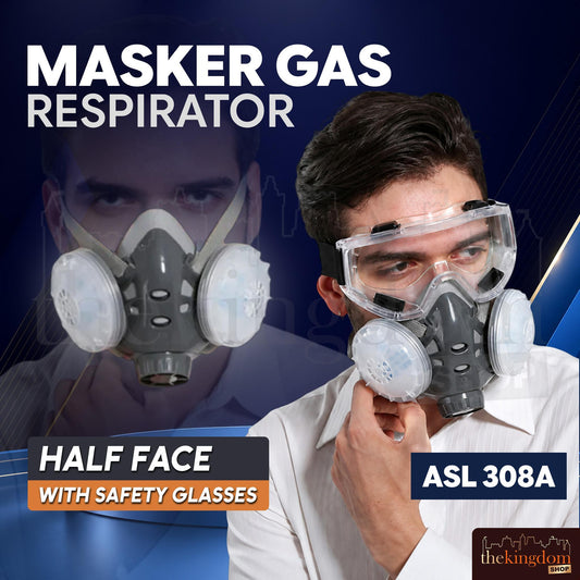 ASL 308A Masker Gas Respirator Half Face with Safety Glasses