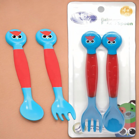 Baby Safe SK003 Spoon & Fork Red-Blue Owl - The Kingdom Shop