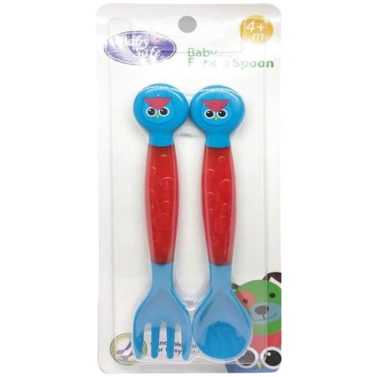 Baby Safe SK003 Spoon & Fork Red-Blue Owl - The Kingdom Shop