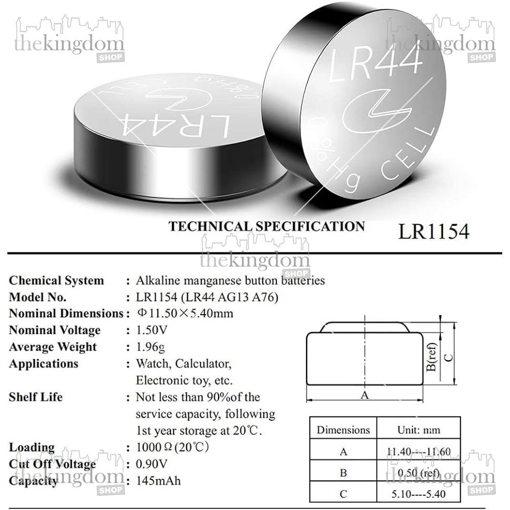 Baterai LR44/AG13/G13A/A76/SR44 /1 - The Kingdom Shop