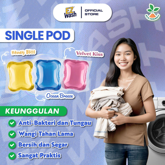 EZWash Laundry Pod Single Chamber Capsule Liquid Detergent