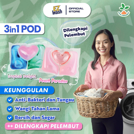 EZWash Laundry Pod 3in1 Chamber Capsule Liquid Detergent