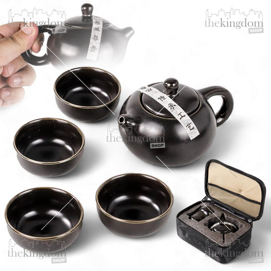 Homadise JJ007 Chinese Japanese Teapot with 4 Cups Black