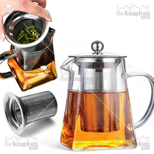 One Two Cups TP761 Glass Teapot Square Base with Filter 750ml