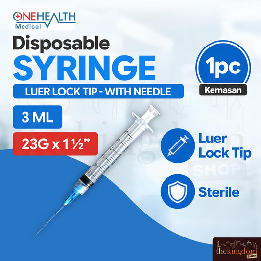 Onehealth Disposable Syringe Luer Lock Tip 3ml 3cc 23G /1