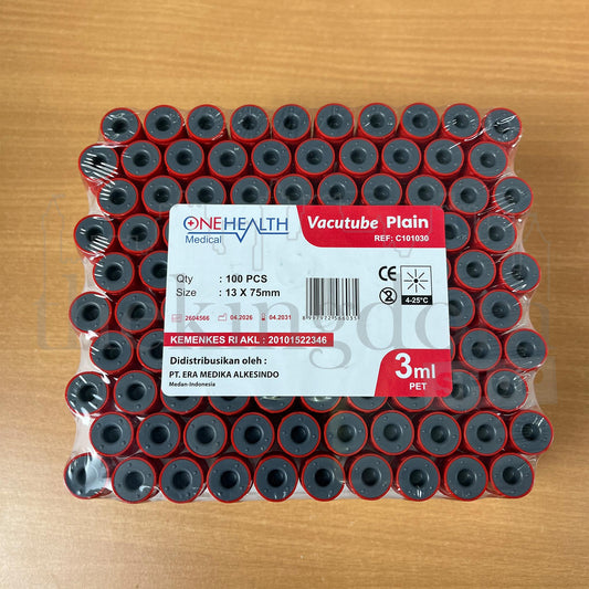 Onehealth Vacutube Plain PET 3ml /100 Merah