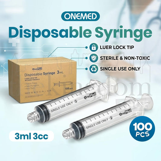 Onemed Disposable Syringe Luer Lock Tip without Needle 3ml 3cc /100