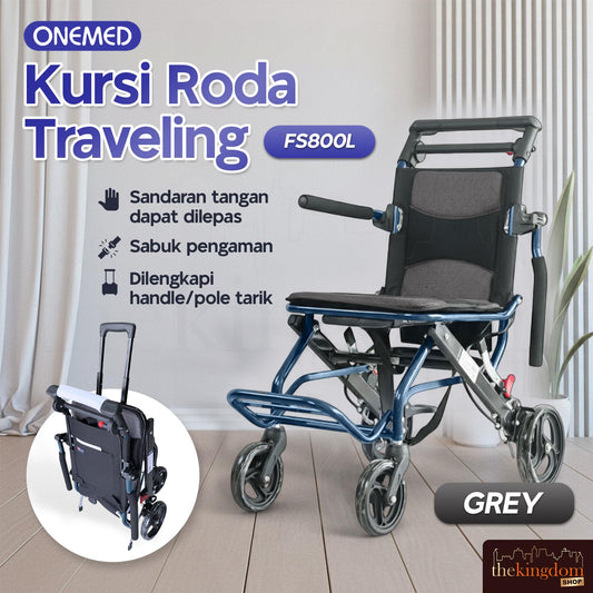 Onemed FS800L Travelling Wheelchair with Pole Grey