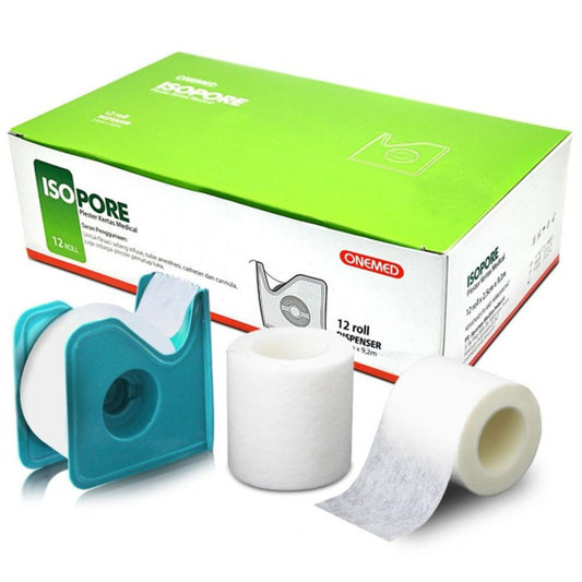 Onemed Isopore 1" 2,5cmx9,2m Plester Kertas Medical + Dispenser /12