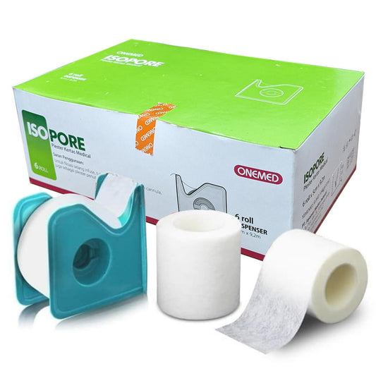 Onemed Isopore 2" 5cmx9,2m Plester Kertas Medical + Dispenser /6