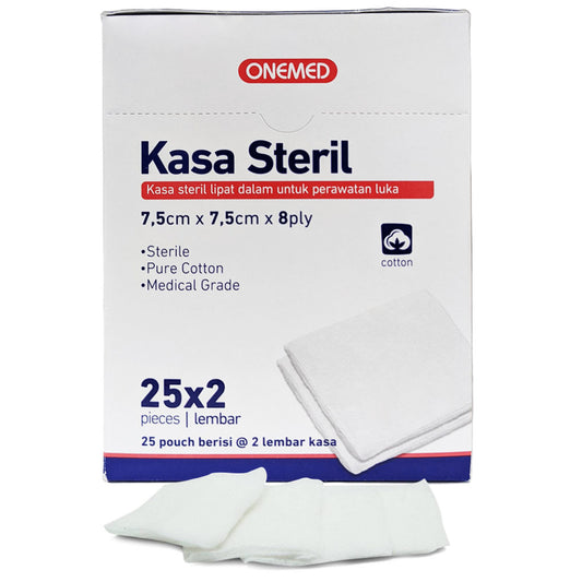 Onemed Sterile Gauze 7.5cm x 7.5cm x 8ply 2pcs /25