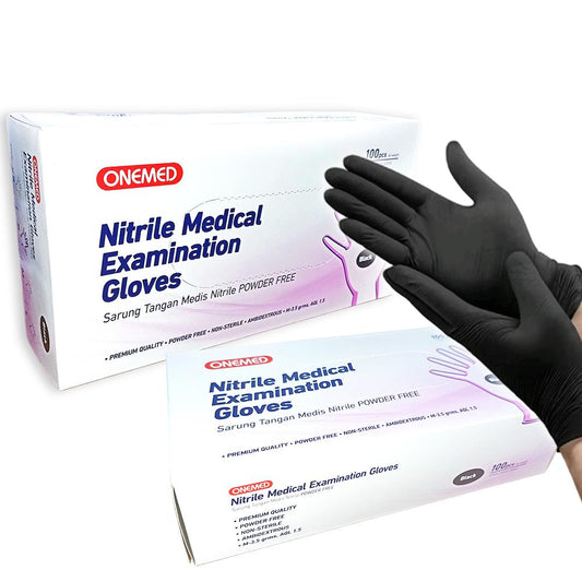 Onemed Nitrile Gloves PF Powder Free Black /100